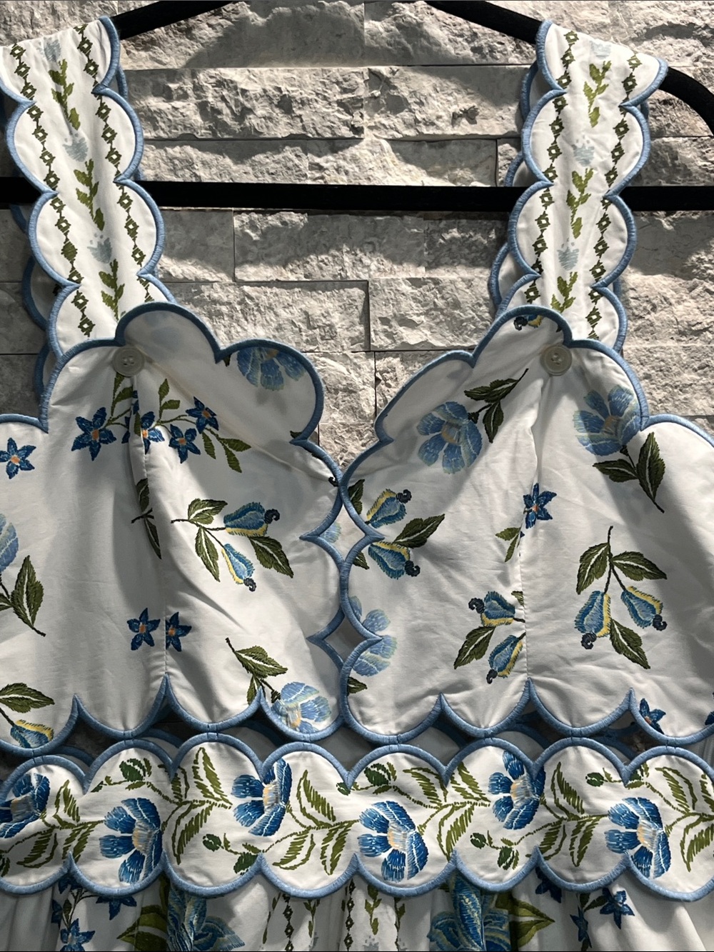 FARM Rio Sleeveless Scallop-Trim Printed Midi Dress Sz-M - Picture 6 of 15